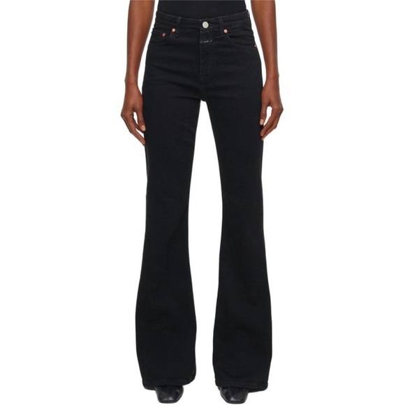 Closed Rawlin Super Stretch High Rise Flared Jeans Dark Gray Black 27 - Picture 1 of 8